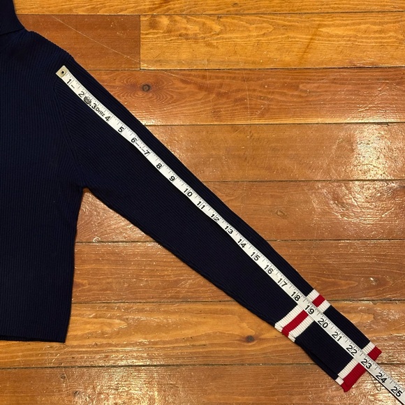 Zara Navy Turtleneck Sweater with Red and White Stripes - Picture 6 of 7